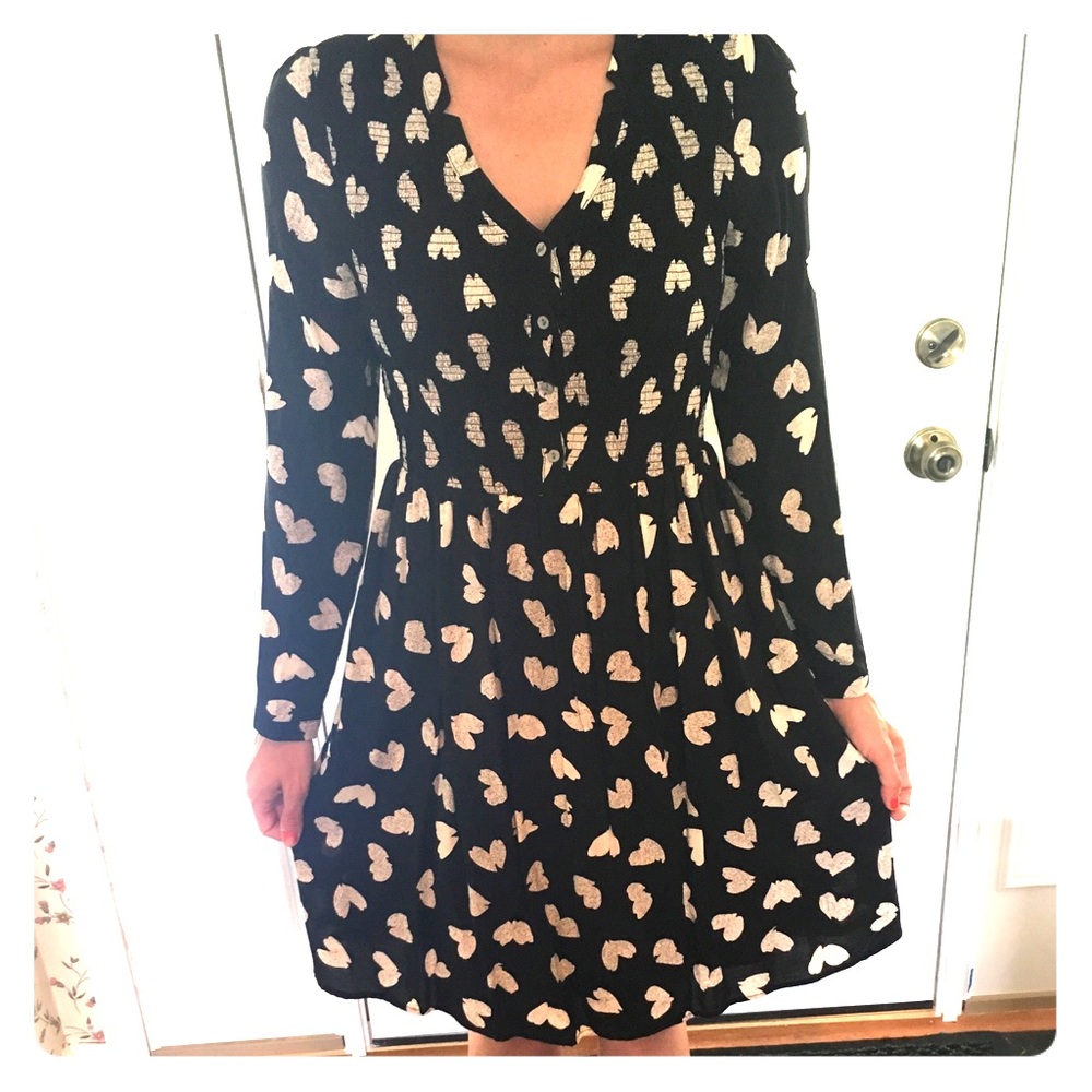 Anthropologie black+white heart dress. Size small